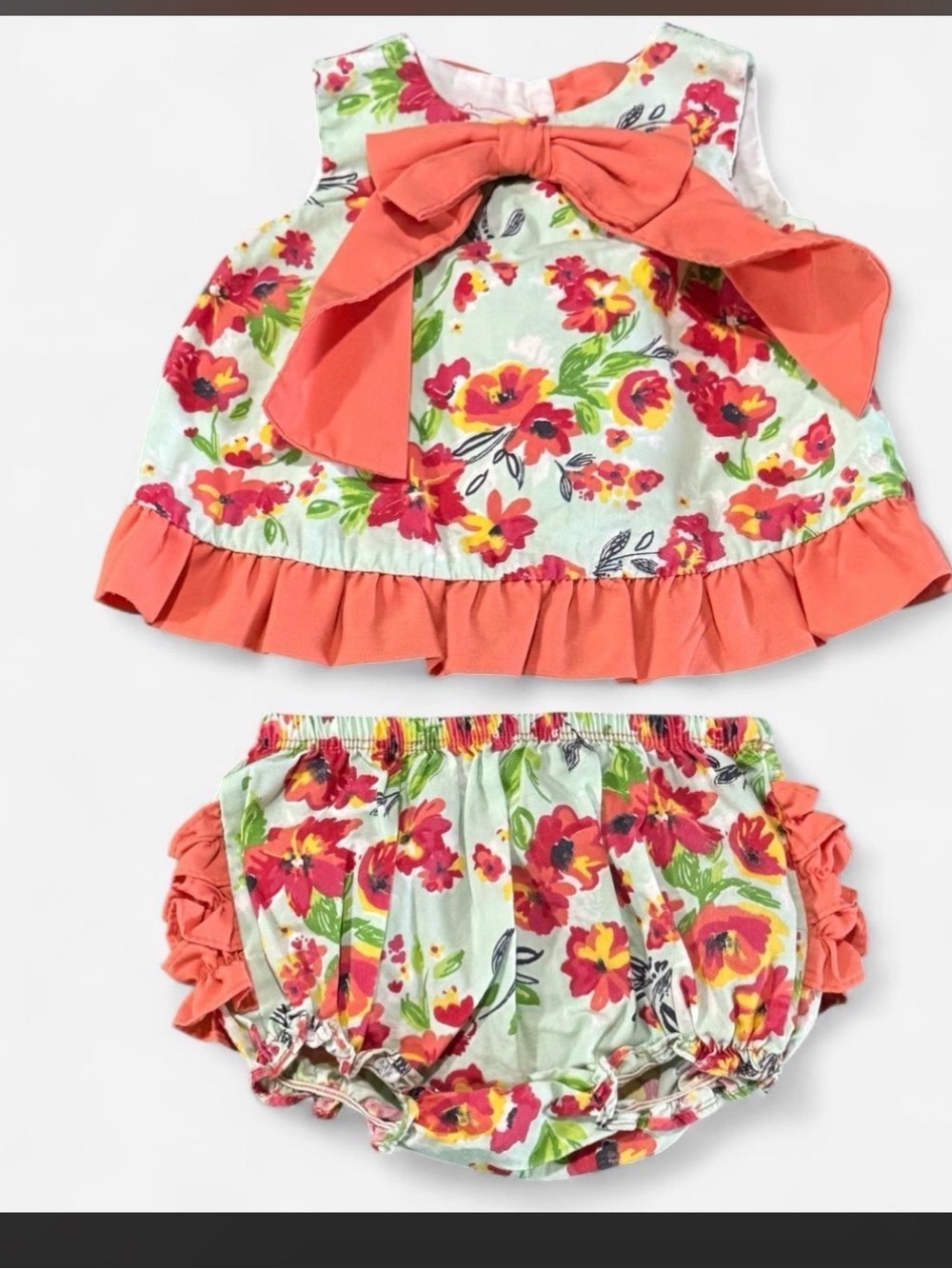 RuffleButts Floral Top & Ruffle Bloomer Set Baby Girl 3-6M Boutique